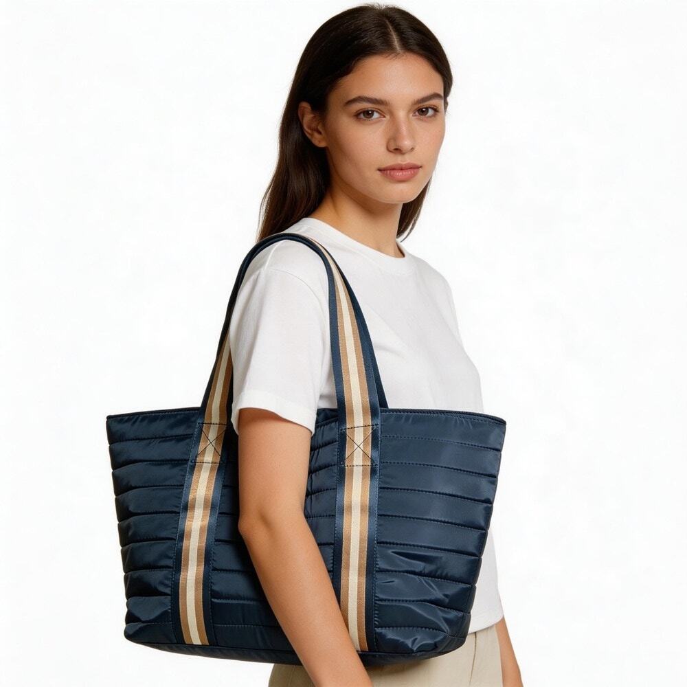 Adrienne Vittadini Blue Canvas Sport Tote